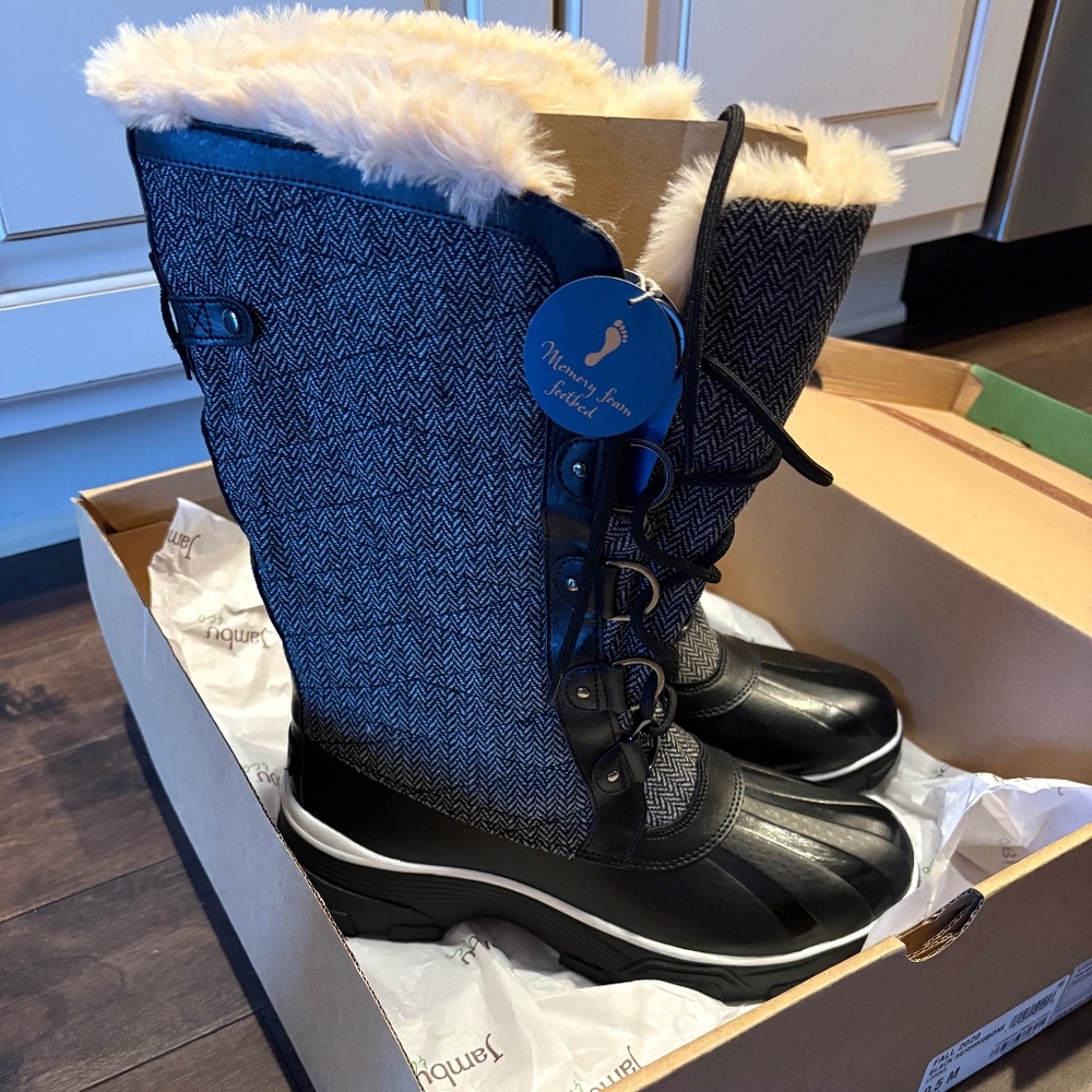 JBU by Jambu Black Herringbone Lorina Boots